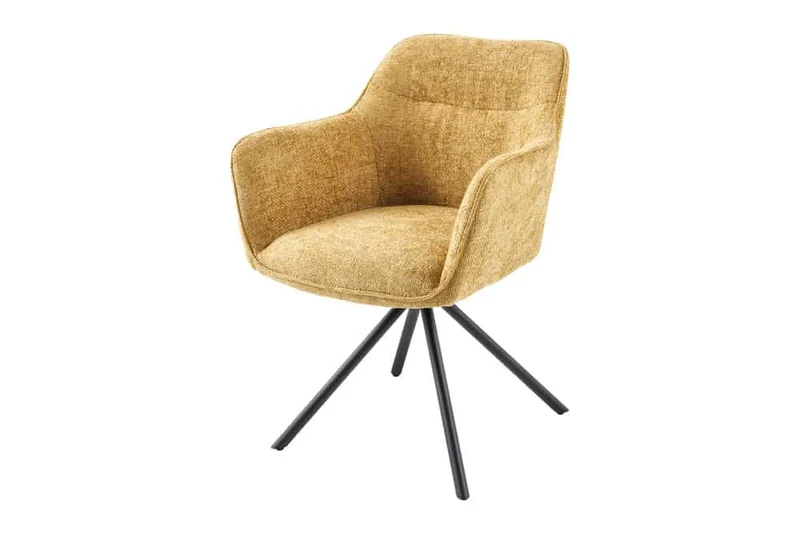 Eleganter Drehstuhl FLORENZ gold-gelb Strukturstoff Metallgestell