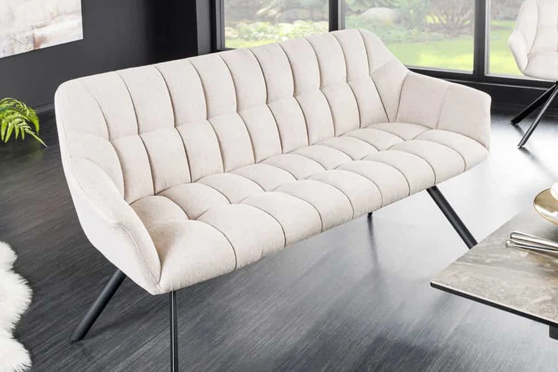 Moderne Sitzbank LYON 165cm mit Lehnen champagner beige