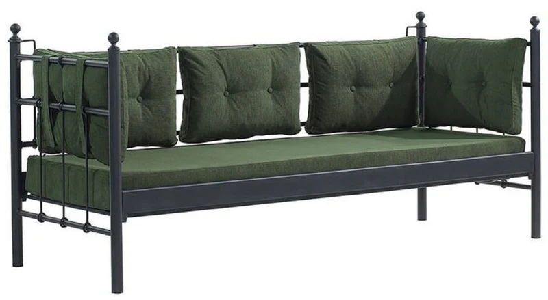 Casa Padrino Jugendstil Gartensofa Schwarz / Dunkelgrün 200 x 70 x H. 92 cm - Garten Sofa - Terrassen Sofa - Garten & Terrassen Möbel