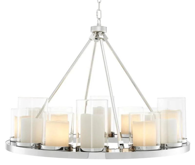 Casa Padrino Luxus Kronleuchter in silber 90 x H. 65 cm - Hotel Restaurant Kollektion