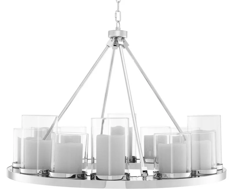 Casa Padrino Luxus Kronleuchter in silber 90 x H. 65 cm - Hotel Restaurant Kollektion