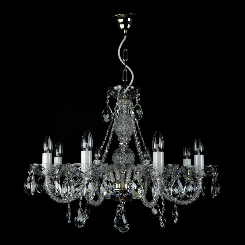Casa Padrino Luxus Barock Kristall Kronleuchter Silber Ø 65 x H. 50 cm - Prunkvolle Messing Kronleuchter mit böhmischem Kristallglas - Barock Möbel - Edel & Prunkvoll