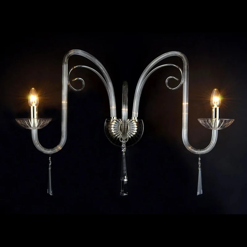 Casa Padrino Luxus Barock Kristall Wandleuchte Silber 75 x 45 x H. 30 cm - Prunkvolle Messing Wandleuchte mit böhmischem Kristallglas - Barock Möbel - Edel & Prunkvoll