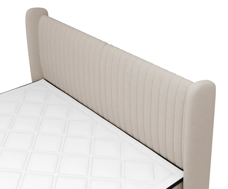 Kontinentalbett 140x200 cm Daliano mit Stauraum, beiger Samt