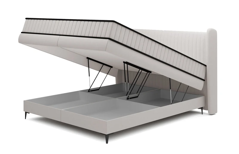 Kontinentalbett 180x200 cm Daliano mit Stauraum, grauer Samt