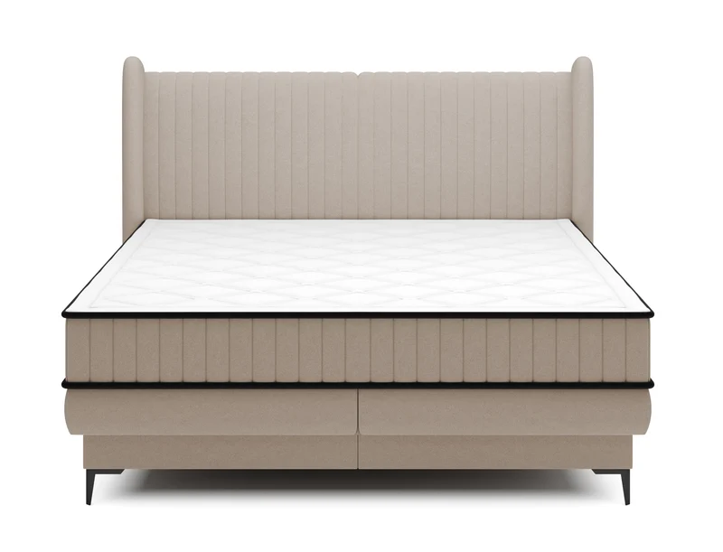 Kontinentalbett 160x200 cm Daliano mit Stauraum, beige Samt
