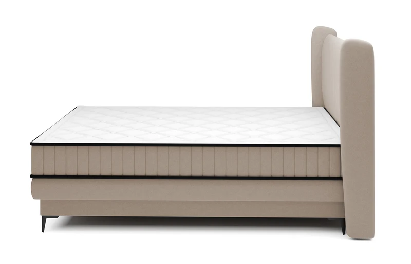 Kontinentalbett 160x200 cm Daliano mit Stauraum, beige Samt