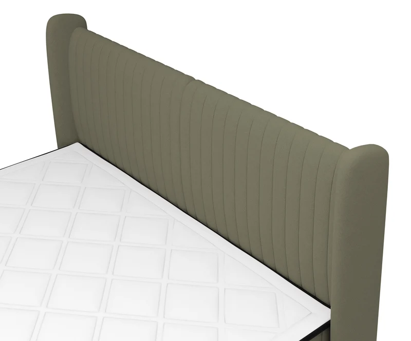 Kontinentales Bett 160x200 cm Daliano mit Stauraum, olivgrüner Samt