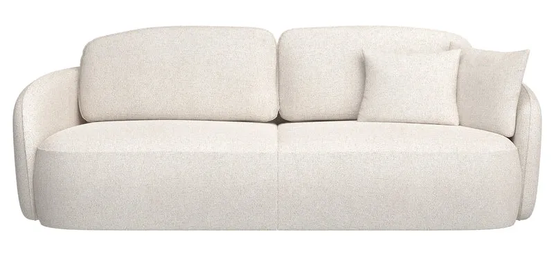 Dreisitziges ausklappbares Sofa Savoy mit Stauraum, cremefarbener hydrophober Chenillestoff