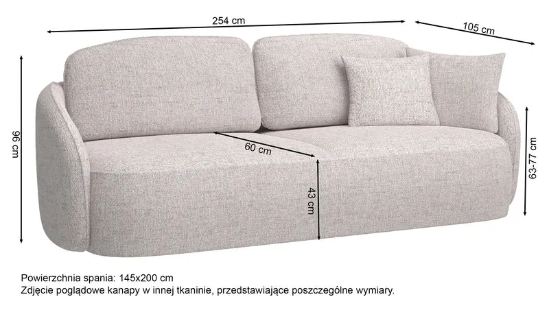 Dreisitziges ausklappbares Sofa Savoy mit Stauraum, cremefarbener hydrophober Chenillestoff
