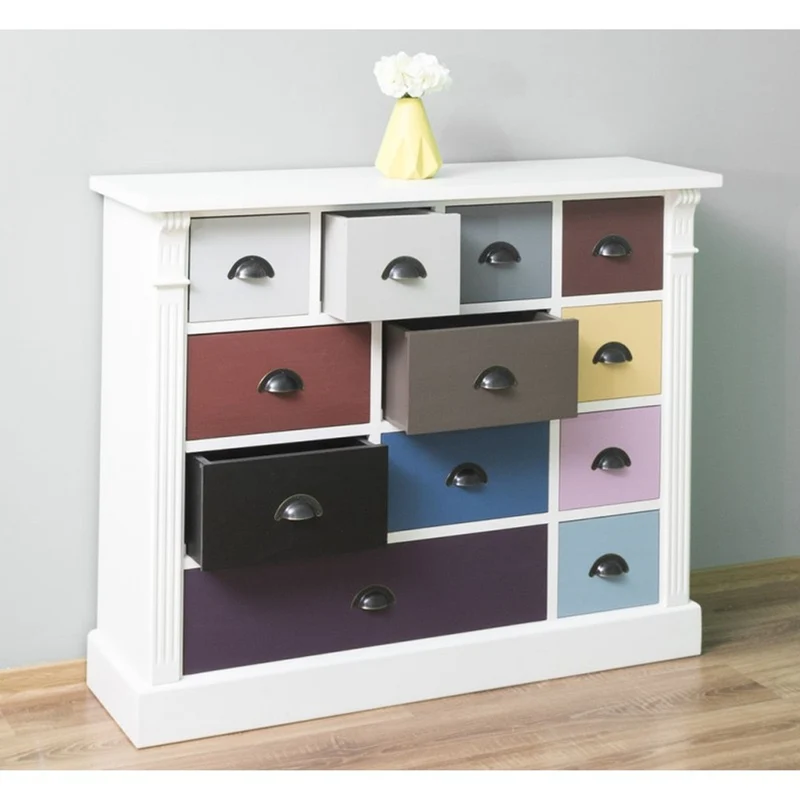 Casa Padrino Landhausstil Kommode weiß mit 12 bunten Schubladen - Büromöbel im Landhausstil