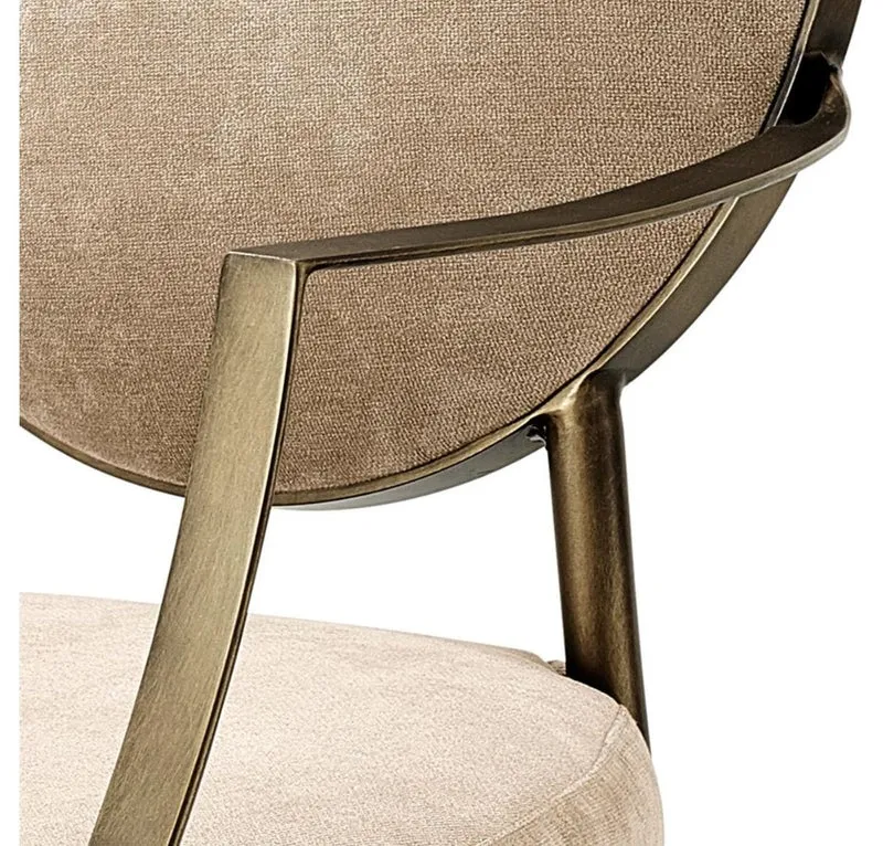 Casa Padrino Luxus Esszimmerstuhl mit Armlehnen Greige / Bronze 60,5 x 60 x H. 91 cm - Limited Edition