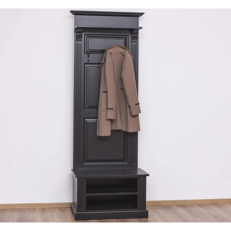 Casa Padrino Jugendstil Wand Garderobe mit Ablagefächer Schwarz Antik Stil - Landhaus Stil Garderobenschrank