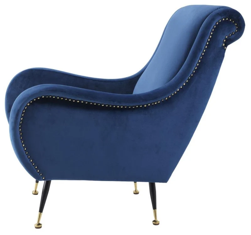 Casa Padrino Luxus Hotel Salon Sessel Blau 80 x 90 x H. 88 cm - Hotel Möbel