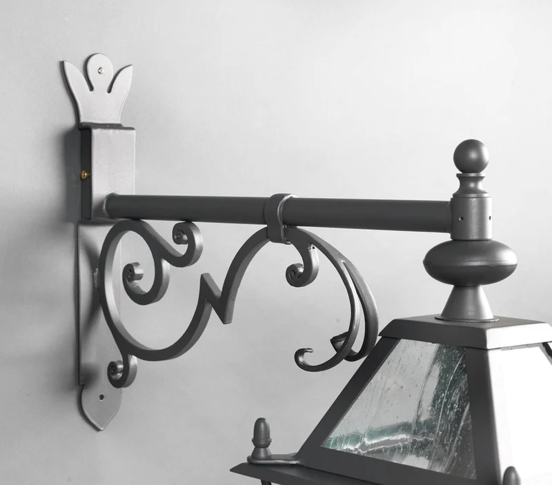Casa Padrino Luxus Außen Laterne Grau B. 34 x H. 67 cm - Handgefertigte Laterne aus Schmiedeeisen - Luxus Kollektion - Edel & Prunkvoll