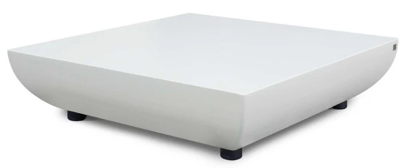 Casa Padrino Luxus Gartentisch Matt Weiß 100 x 90 x H. 23 cm - Wetterbeständiger Couchtisch - Garten Terrassen Tisch Möbel - Luxus Kollektion