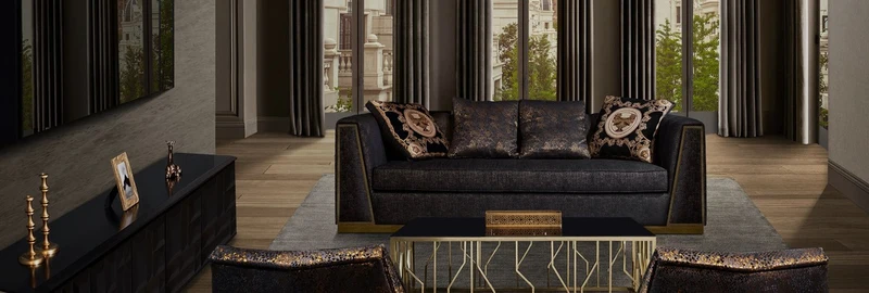 Casa Padrino Luxus Wohnzimmer Sofa mit dekorativen Kissen Schwarz / Gold 238 x 97 x H. 72 cm - Luxus Möbel