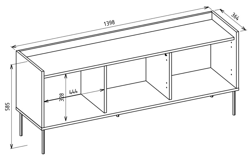 TV-Schrank Tovi, dreitürig, 140 cm, weiß/Lindberg Eiche