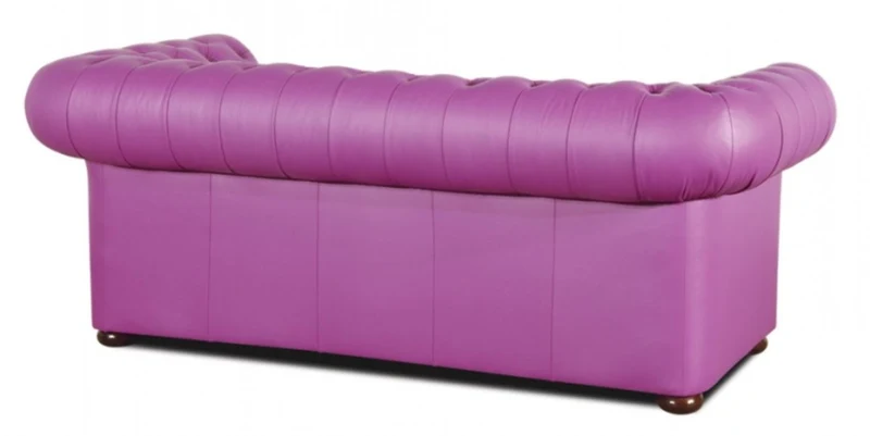 Casa Padrino Echtleder 3er Sofa Violett 200 x 90 x H. 78 cm - Luxus Chesterfield Möbel