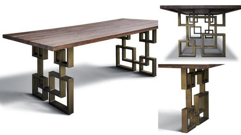 Casa Padrino Esstisch im industriellen Design - Eiche - 200 x 100 x H. 78 cm - Luxus Esszimmermöbel