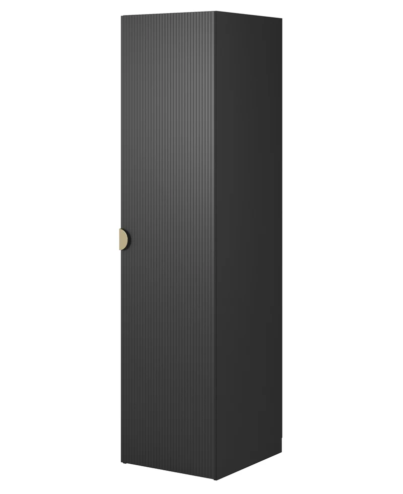 Einzeltüriger Schrank Moonir mit 50 cm Regalen, schwarz