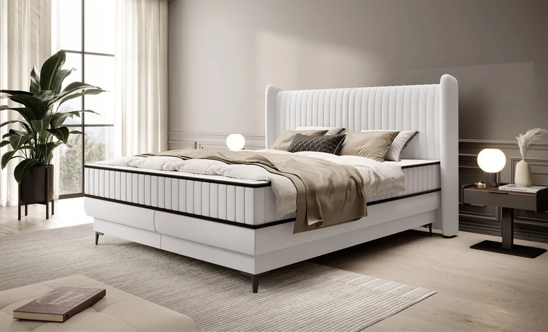 Kontinentalbett 160x200 cm Daliano mit Stauraum, grauer Samt