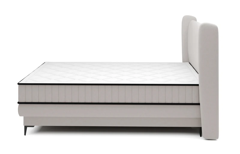 Kontinentalbett 160x200 cm Daliano mit Stauraum, grauer Samt