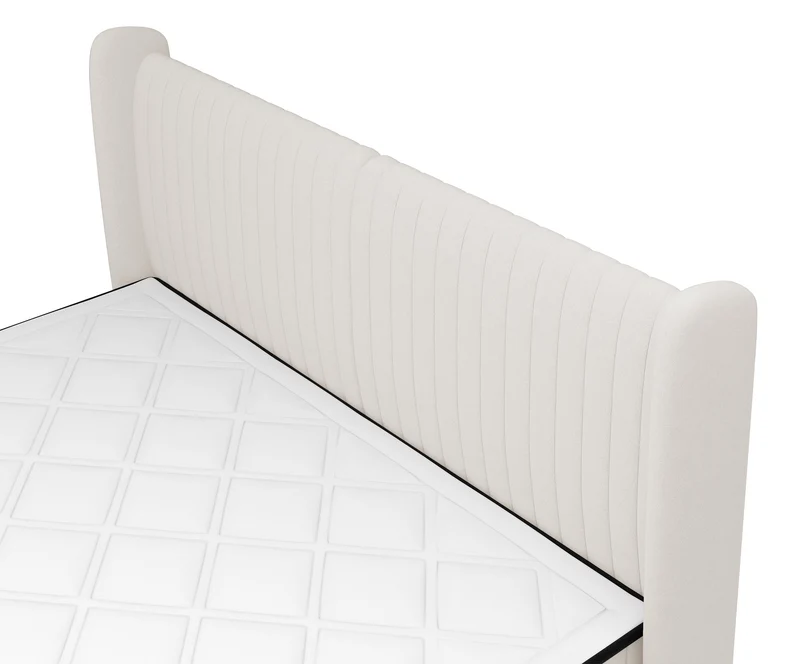 Kontinentalbett 180x200 cm Daliano mit Stauraum, cremefarbener Samt