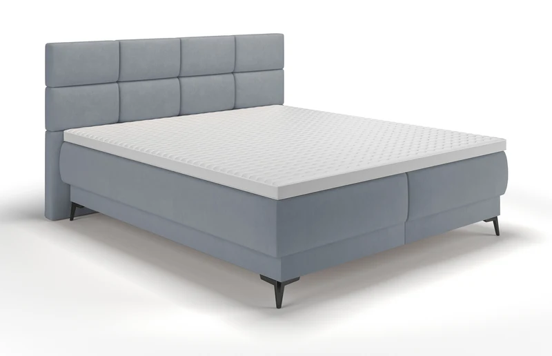 Kontinentalbett 180x200 cm Rektango mit Stauraum und Topper, grafischer Samt