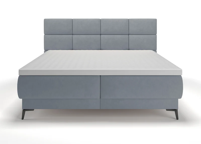 Kontinentalbett 180x200 cm Rektango mit Stauraum und Topper, grafischer Samt