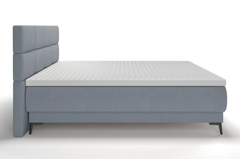 Kontinentalbett 180x200 cm Rektango mit Stauraum und Topper, grafischer Samt