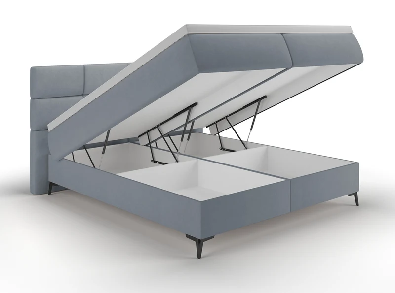 Kontinentalbett 180x200 cm Rektango mit Stauraum und Topper, grafischer Samt
