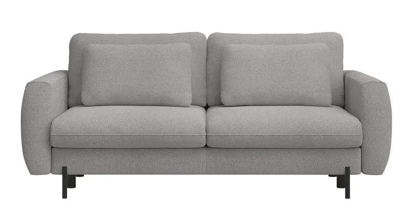 Dreisitziges ausklappbares Sofa Rane mit Stauraum, grauer hydrophober Chenille-Stoff