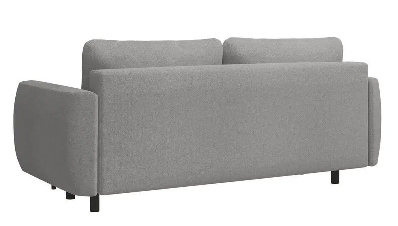 Dreisitziges ausklappbares Sofa Rane mit Stauraum, grauer hydrophober Chenille-Stoff