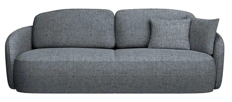 Dreisitziges ausklappbares Sofa Savoy mit Stauraum, dunkelgraues Geflecht