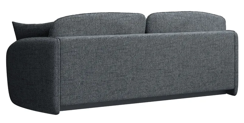 Dreisitziges ausklappbares Sofa Savoy mit Stauraum, dunkelgraues Geflecht