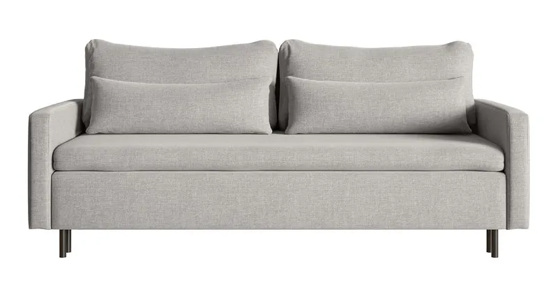 Dreisitziges ausklappbares Sofa Umpro mit Stauraum, grauer Chenille-Bezug