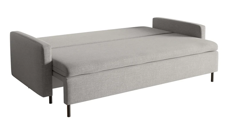 Dreisitziges ausklappbares Sofa Umpro mit Stauraum, grauer Chenille-Bezug