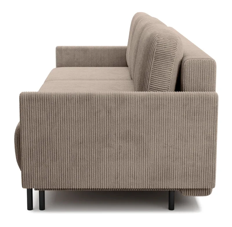 Drei-Sitzer-Schlafsofa Hamiel mit Stauraum, beige Cord