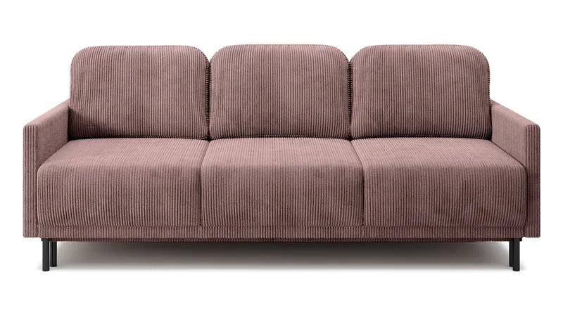 Dreisitziges ausklappbares Sofa Hamiel mit Stauraum, fliederfarbener Cordstoff