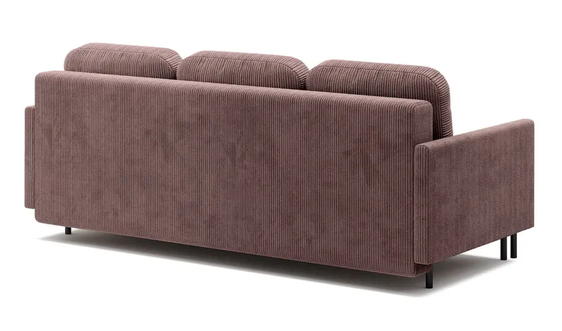 Dreisitziges ausklappbares Sofa Hamiel mit Stauraum, fliederfarbener Cordstoff