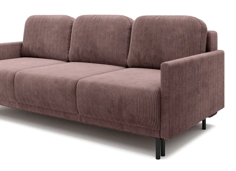 Dreisitziges ausklappbares Sofa Hamiel mit Stauraum, fliederfarbener Cordstoff