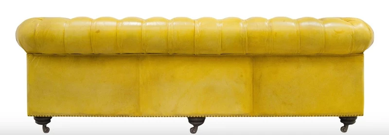 Casa Padrino Luxus Chesterfield 2er Sofa Gelb 242 x 100 x H. 71 cm - Luxus Leder Möbel