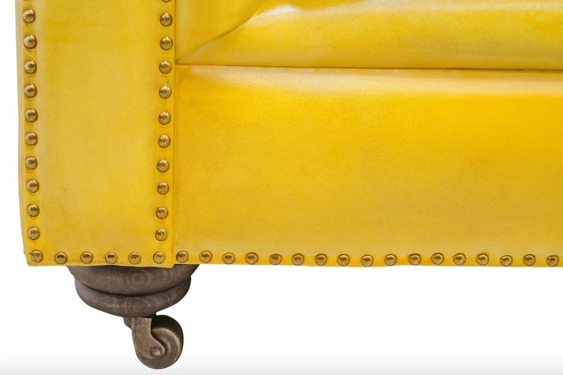 Casa Padrino Luxus Chesterfield 2er Sofa Gelb 242 x 100 x H. 71 cm - Luxus Leder Möbel