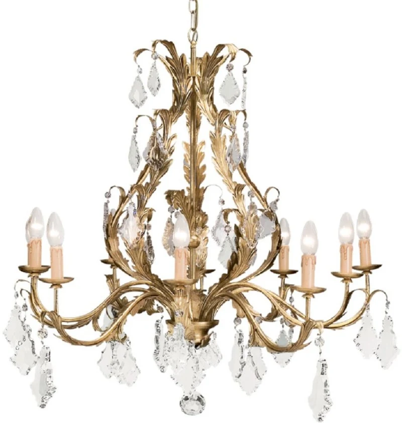 Casa Padrino Luxus Barock Kristall Kronleuchter Gold Ø 80 x H. 80 cm - Barock & Jugendstil Wohnzimmer Kronleuchter