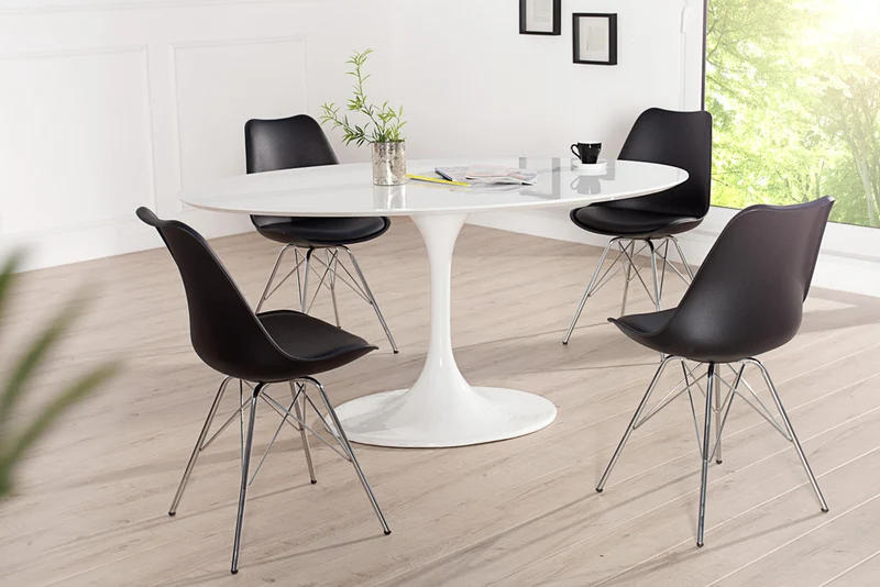 4er Set Design-Klassiker Stuhl NORWAY schwarz-silber