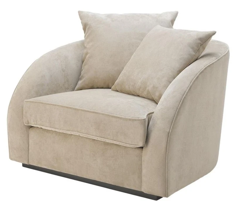 Casa Padrino Luxus Hotel Salon Sessel Greige 101 x 91 x H. 72 cm - Wohnzimmer Möbel