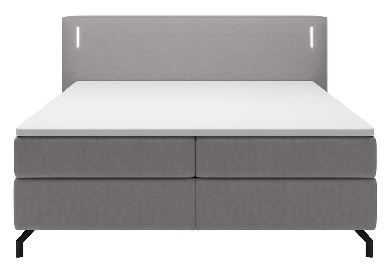 Kontinentalbett Lanko 180x200 cm mit Topper und Beleuchtung, grauer Samt