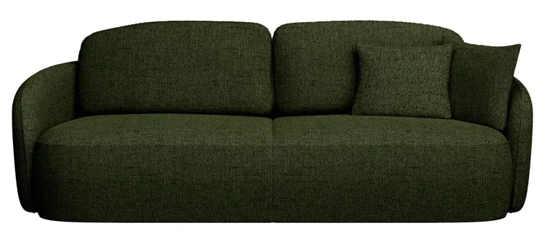 Dreisitziges ausklappbares Sofa Savoy mit Stauraum, olivgrünes Geflecht