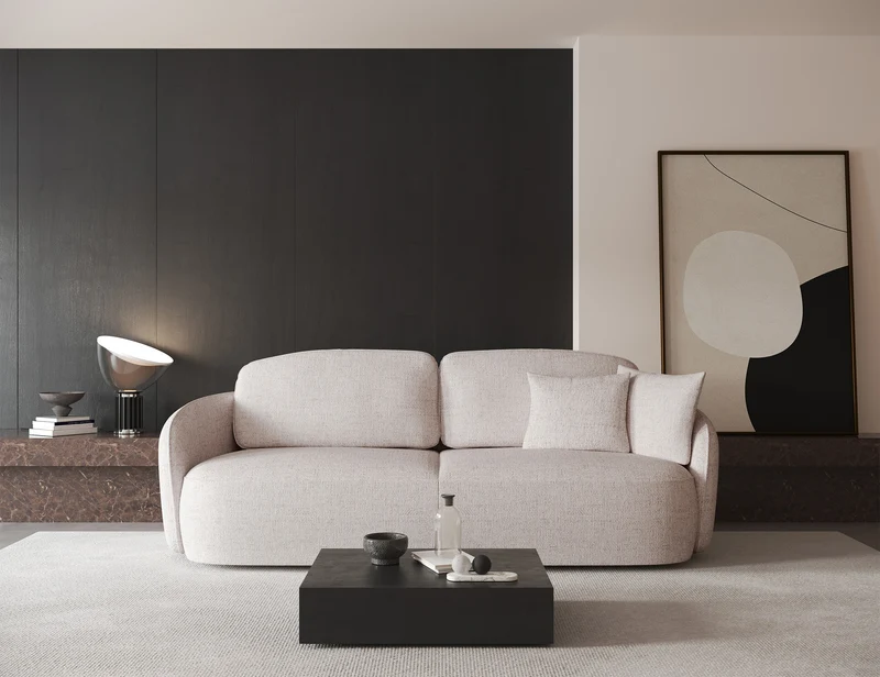 Dreisitziges Schlafsofa Savoy mit Stauraum, hellbeige, Geflecht
